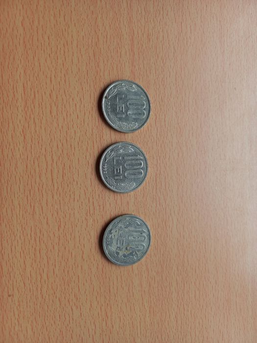 3 monede 100 lei din 1992 si 1993