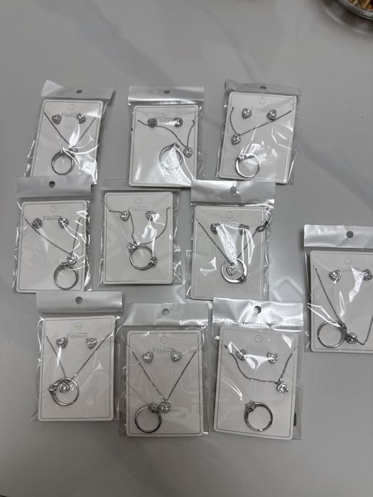 Пандора серьги,кольцо,цепочка 3в1