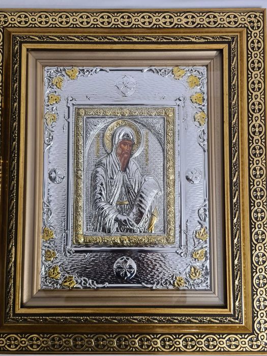 Icoană argintată Sfântul Gherasim din Kefalonia Relief 3 D