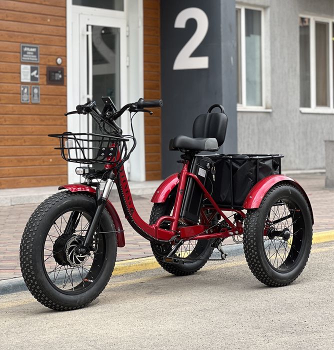 Электро Велосипед Трехколесный Велик с Багажником со скоростями Shiman