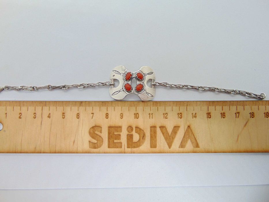 Bratara navajo din argint si coral