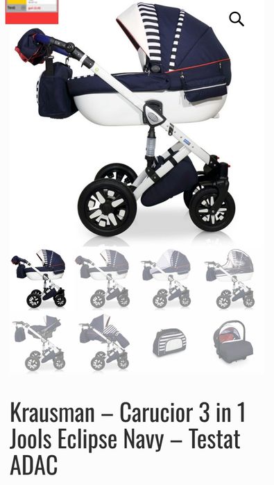 Căruț 3 in 1 krausman jools eclipse navy