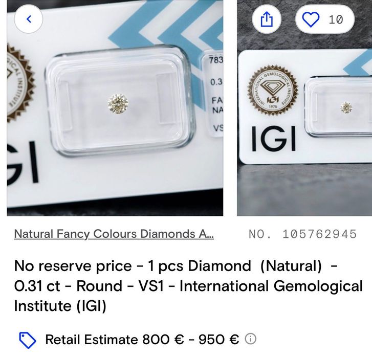 €2300-Златни обеци (бяло злато 14к) с натурални диаманти 0,3 к