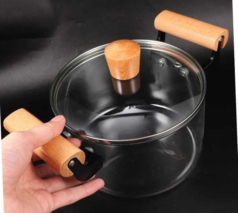 Термоустойчива стъклена тенджера за готвене 3 литра