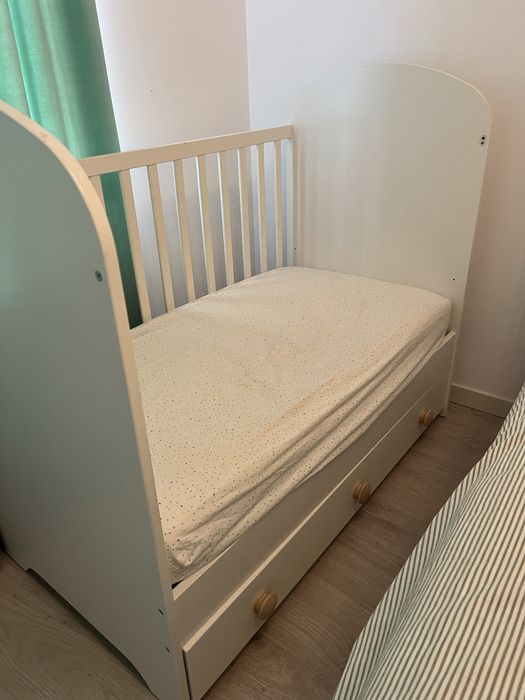 Patut de copii ikea + saltea Bebe tei