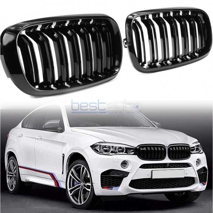 Бъбреци за BMW X5 F15 / X6 F16 (2014-2019) Черен Гланц Двойни