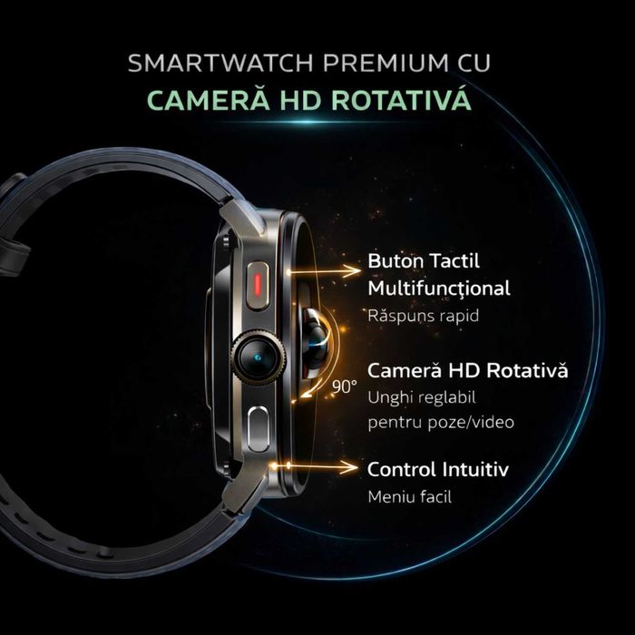 Smartwatch, Ecran Super AMOLED 1.75", Rezolutie 466x466, Baterie 1520mAh, Camera Rotativa, Quad-Core, 2GB RAM+16GB, Bluetooth, GPS, Wi-Fi, 4G Nano SIM
