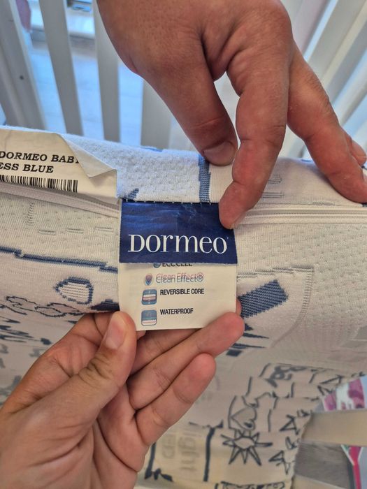 Бебешка дървена кошара/легло - бяла + матрак