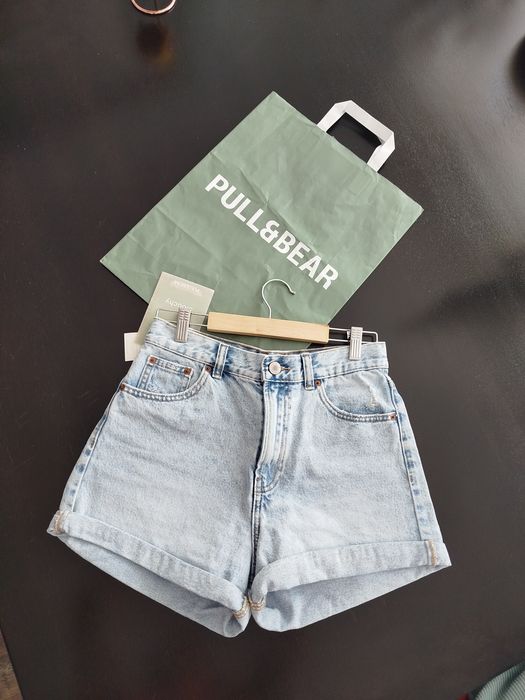 Разпродавам: 2 чифта нови къси дънкови панталонки Pull&Bear,  36, S (2 цвята)