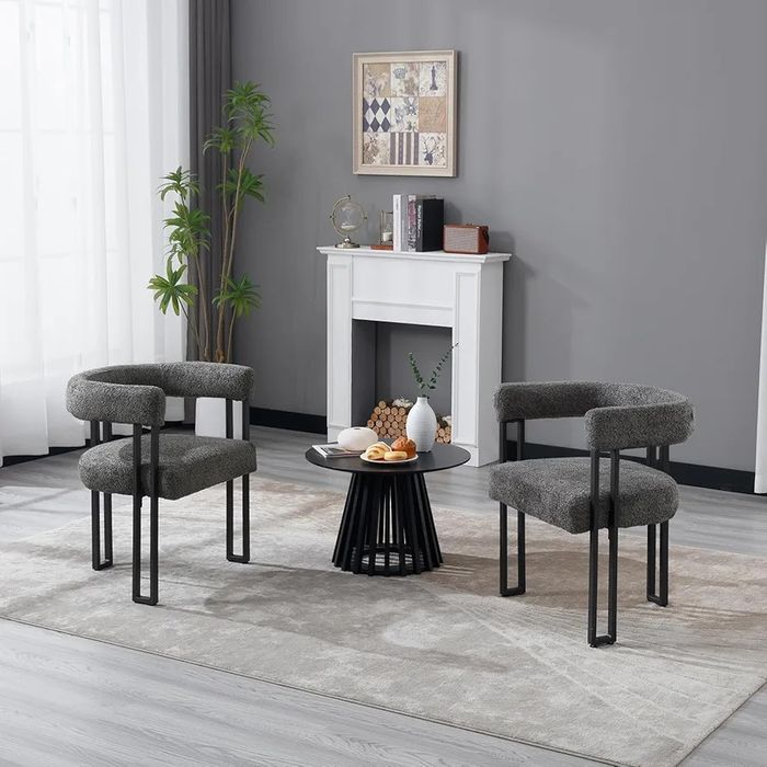 NOU Set 2x scaun M-form, plusat, gri inchis, model deosebit