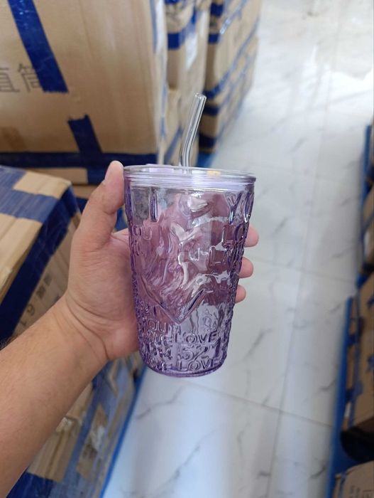 «Стильные стаканы с трубочкой “Happy Drink”»оптом по 10штк