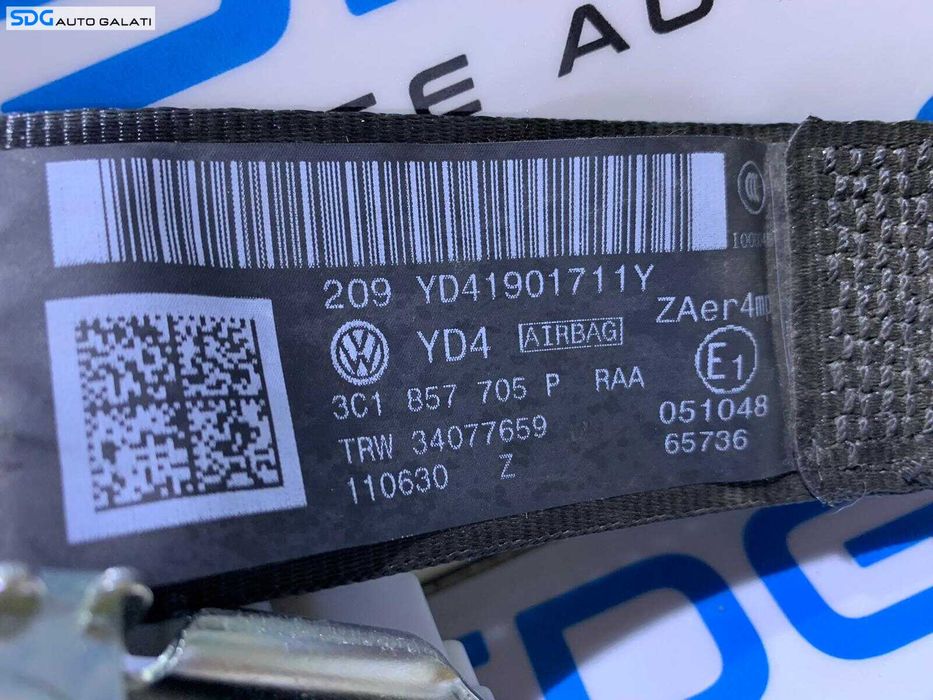 Centura Siguranta Stanga Fata Sofer Volkswagen Passat B7 2010 - 2015 Cod 3C1857705P [L7256]