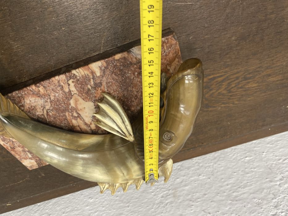 Винтидж фигура риба със скарида рог мрамор Италия 1970