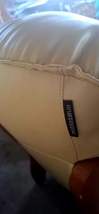 Canapea si 2 fotolii din piele sj lemn masiv.