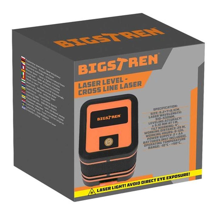 Нивелир лазерен BIGSTREN 24293, зелен кръстосан лъч, 25 м, 2 проекции