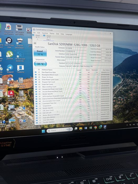 Ssd m2 128 Gb 77% Здоровье