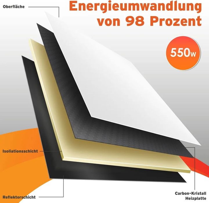 Инфрачервен нагревател 550 вата , свободностоящ или стенен монтаж