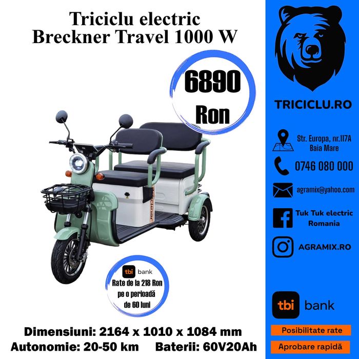 Triciclu electric nou Breckner Travel Agramix