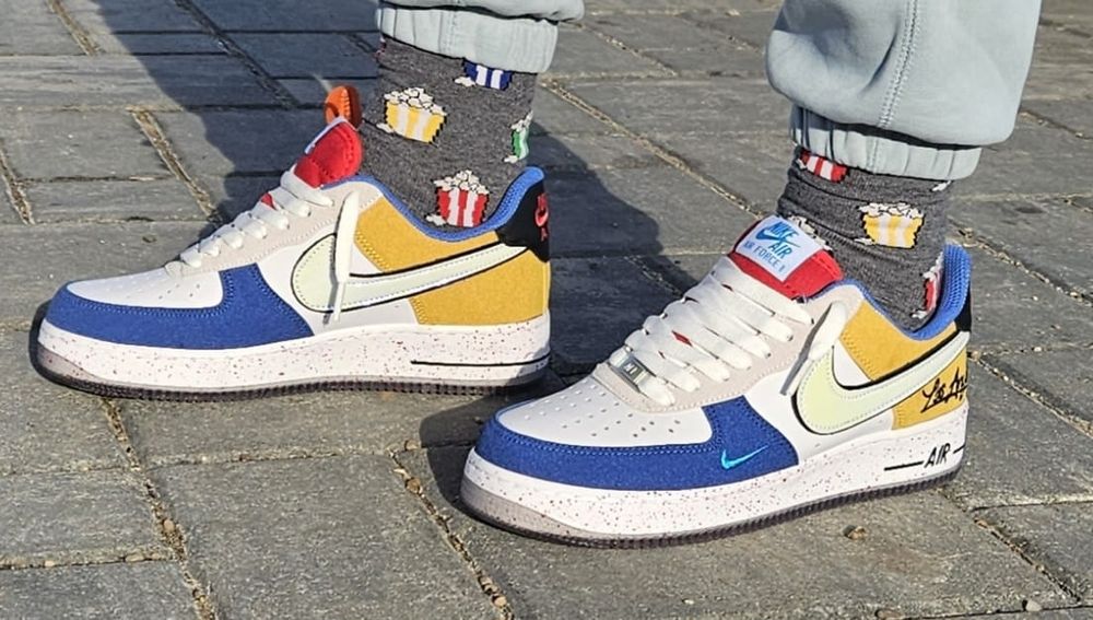 Nike Air Force 1 Los Angeles Alb-Galben-Albastru