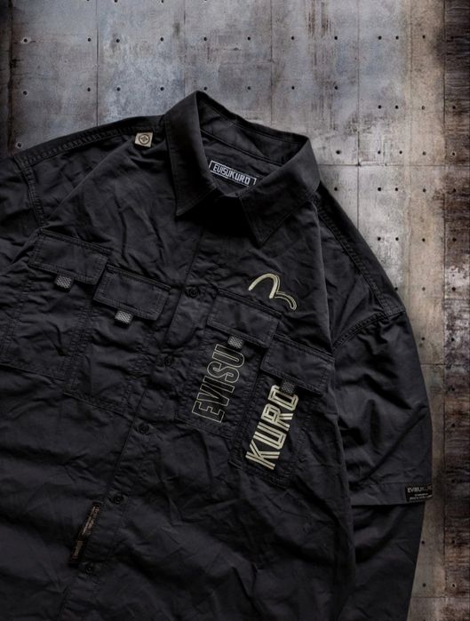 Evisu x Kuro Logo Print Multi Pocket Mock 2 in 1 Tech Shirt