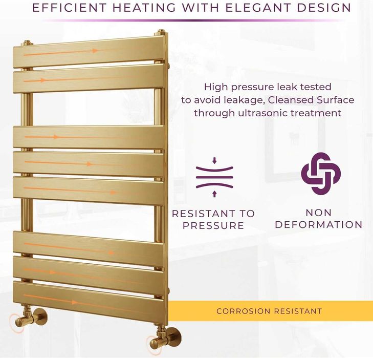 4х Дизайнерска лира за баня 80 х 50 см златна, плоска