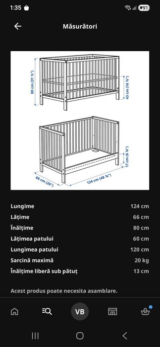 Pătuț bebe impecabil