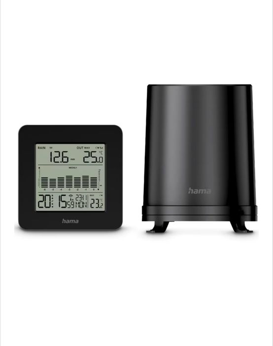 Statie meteo Hama, radio, alarma, negru