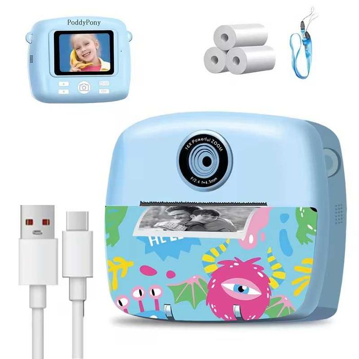 Детска камера с функция за печат Детски фотоапарат с дисплей 4 цвята