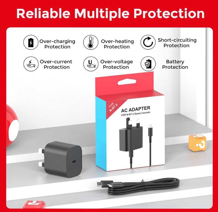 60W Fast Charger USB-C Универсално зарядно с адаптер - Nintendo Switch 2/ Switch1/ Steam Deck – НОВО