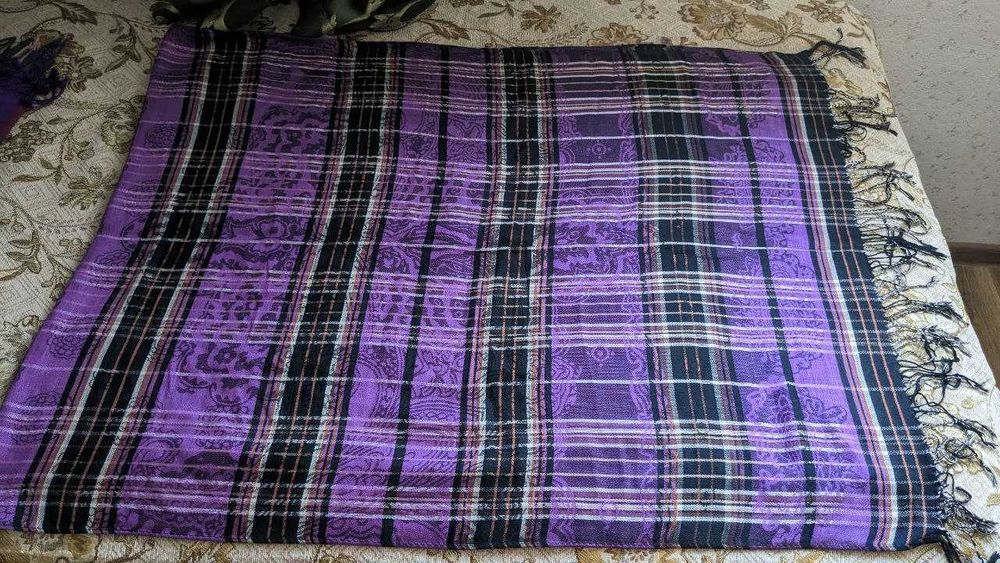 Шарф-палантин женский,тонкая шерсть,170х70см,цвет фиолетовый