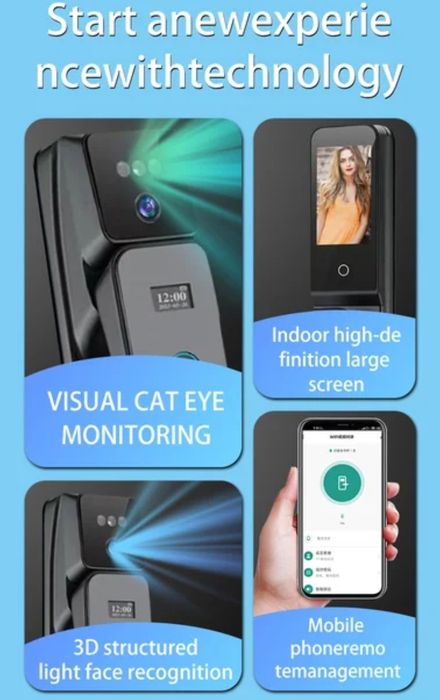 Умный замок ТYSН Тиуа Зd распознавание лица  с камерой Cerradur