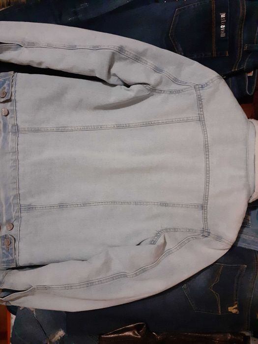 Geacă groasă din denim,oversized căptușeală sherpa,mărime M