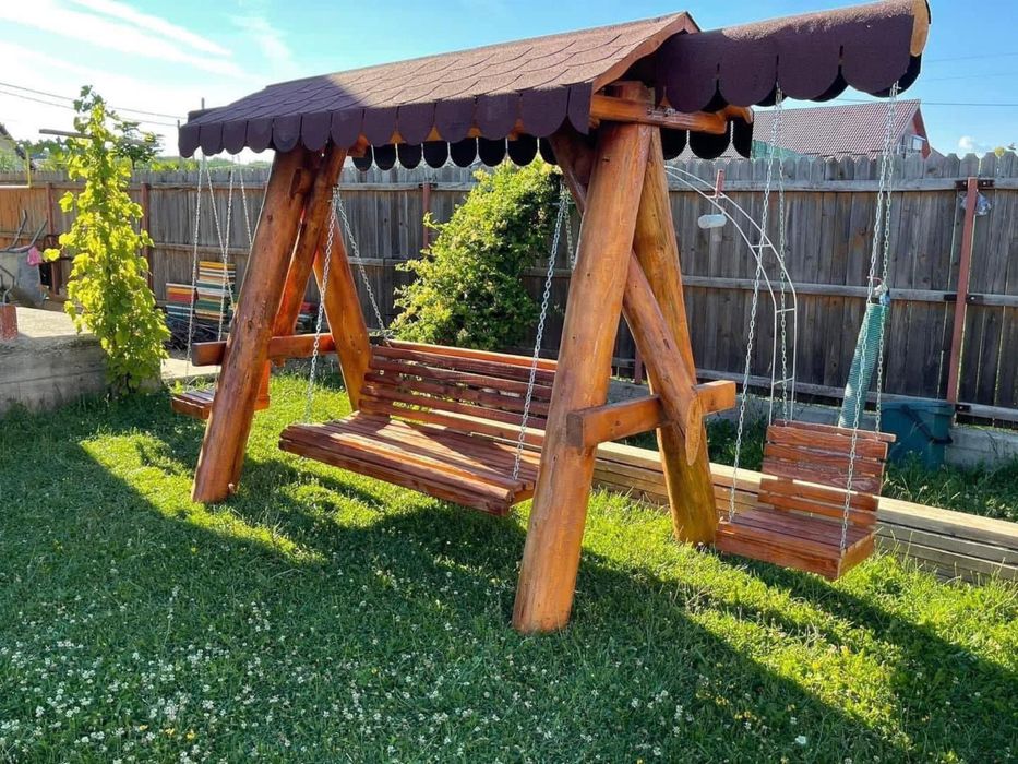 Leagan din lemn masiv / balansoar rustic