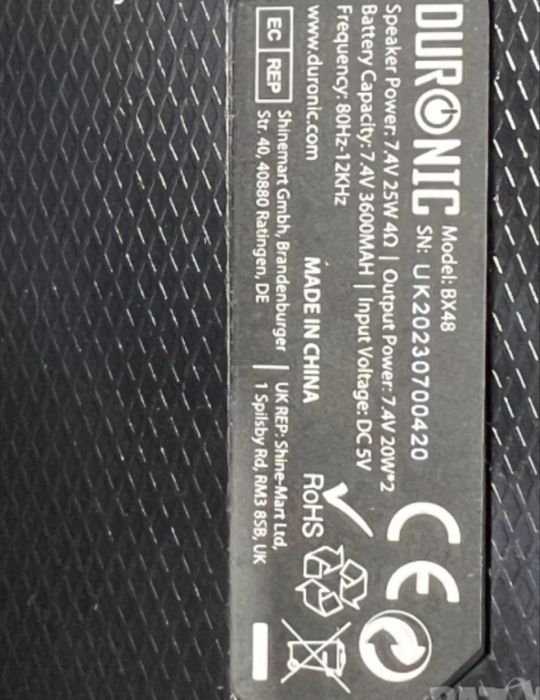 Duronic Boombox BX48, Bluetooth тонколона, IPX5 RGB