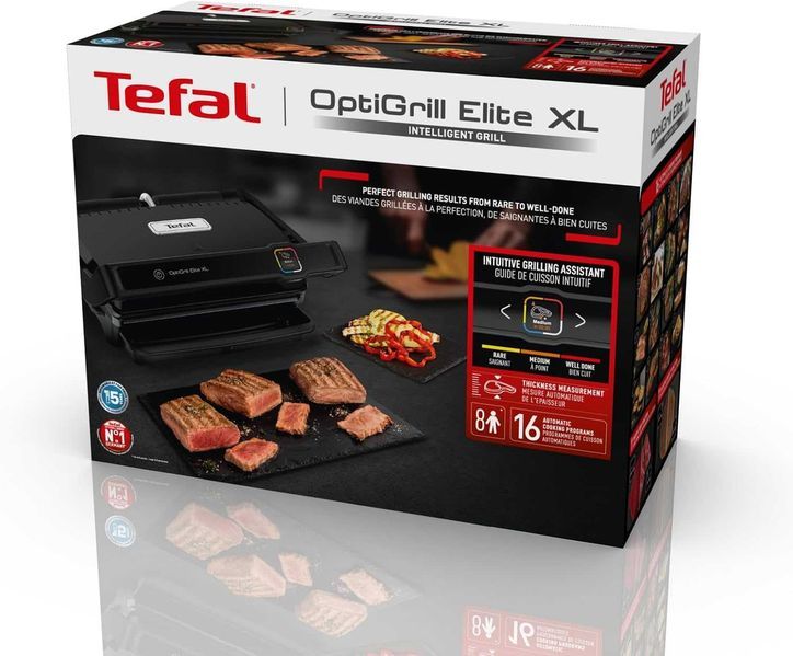 Нов Мощен Грил Скара Tefal OptiGrill Elite XL GC760812, 2200 W, 16 Програми, 2 години Гаранция