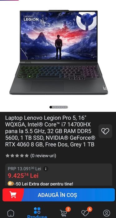Laptop Gaming Lenovo Legion I7 14700 RTX 4060