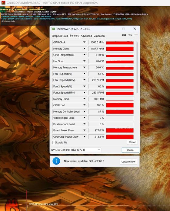 Placă video RTX 3070 Ti MSI Ventus 3X  de 8 gb /256 biti– ca nouă
