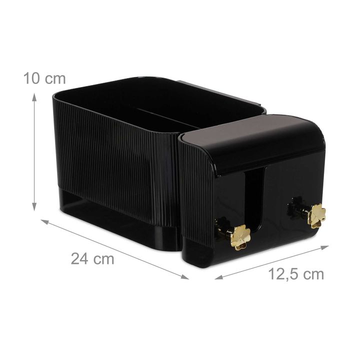 Organizator cosmetic de perete cu 4 compartimente autoadeziv negru