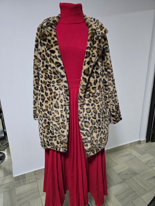 Haina animal print din blana ecologica, model superb
