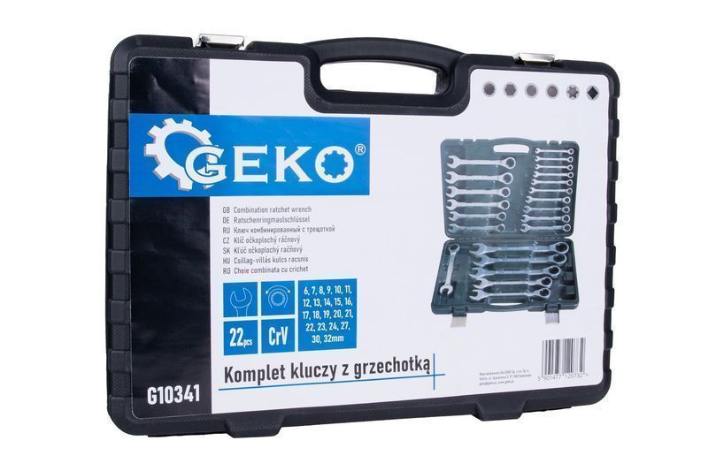 Комплект комбинирани ключове с тресчотка 6-32 мм 22 части - geko