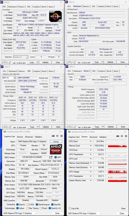 PC Gaming folosit Ryzen 5 2400G AMD Vega 11, 8gb ddr4, Segotep ssd hdd