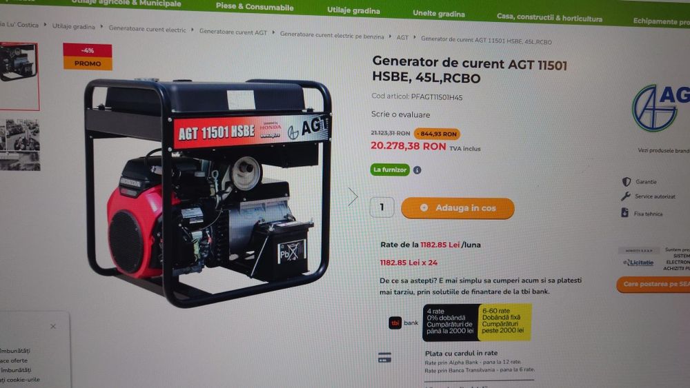 Generator curent 11 kVA  benzina