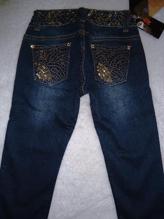 Blugi skinny dama sexy talie joasa paiete margele cristale aurii