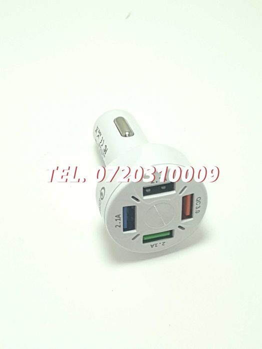 Incarcator Universal Masina Auto 4 Porturi Bricheta Usb Qc Fastcharge