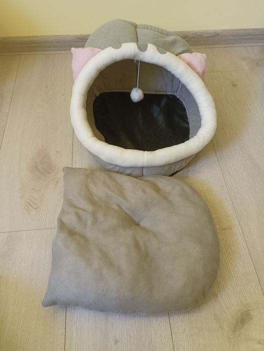 Комплект за щастливо коте: Уютна къщичка-пещера + Интерактивна играчка