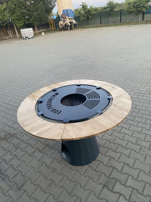 Grătar profesional cu plita de 6 mm750 mm diametru 1200 mm total