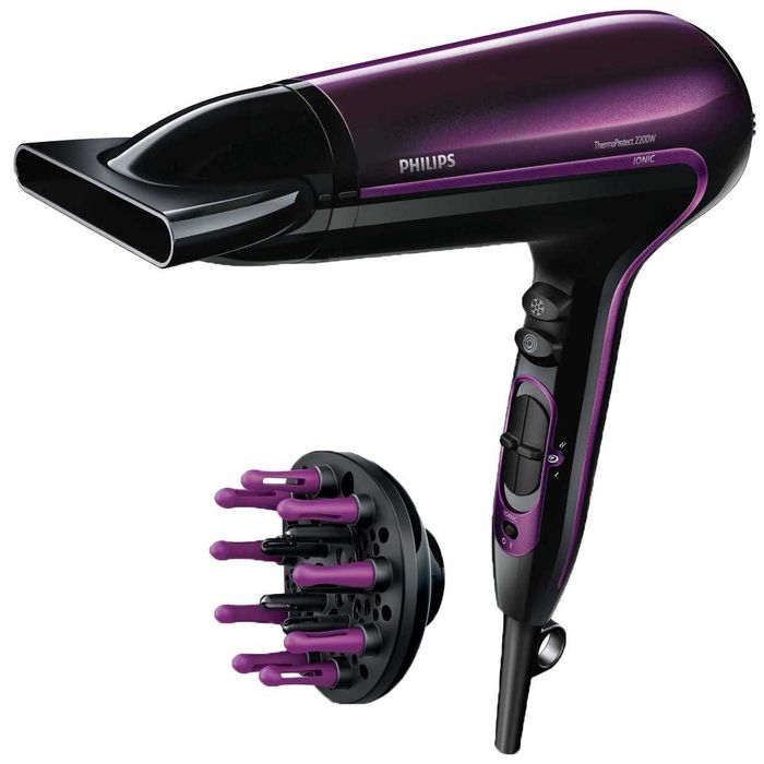 Uscator de par Philips HP8233/00, Ionizare, 2200 W, 2 Viteze/2 Setari Caldura, Mov