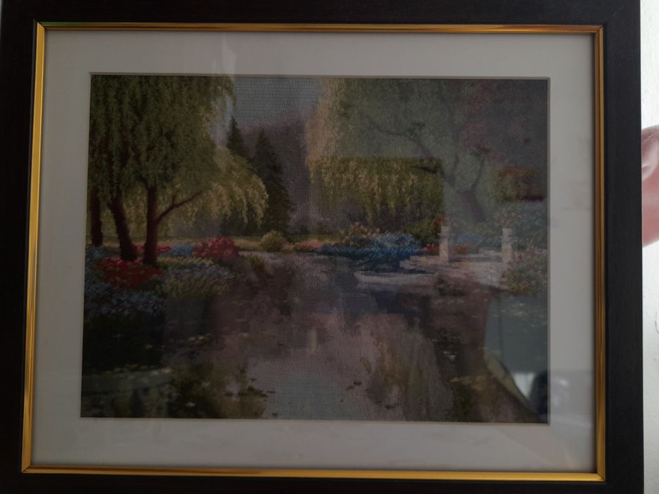 Goblen cusut manual – „Întoarcerea în paradis” – înrămat