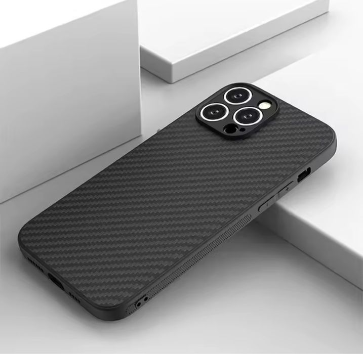 Iphone 12/13/14/15/16 PRO MAX PLUS Husa Subtire 02mm Carbon Style Blak