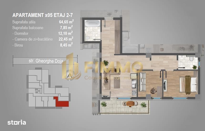 Apartament 3 cam | Bloc nou | Burdujeni Gheorghe Doja | ID: 1306 — fotografia 3